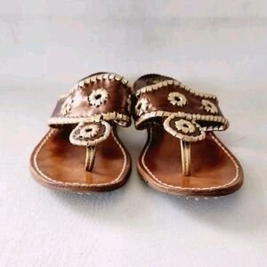 Jack Rogers Brown and Gold Sandals